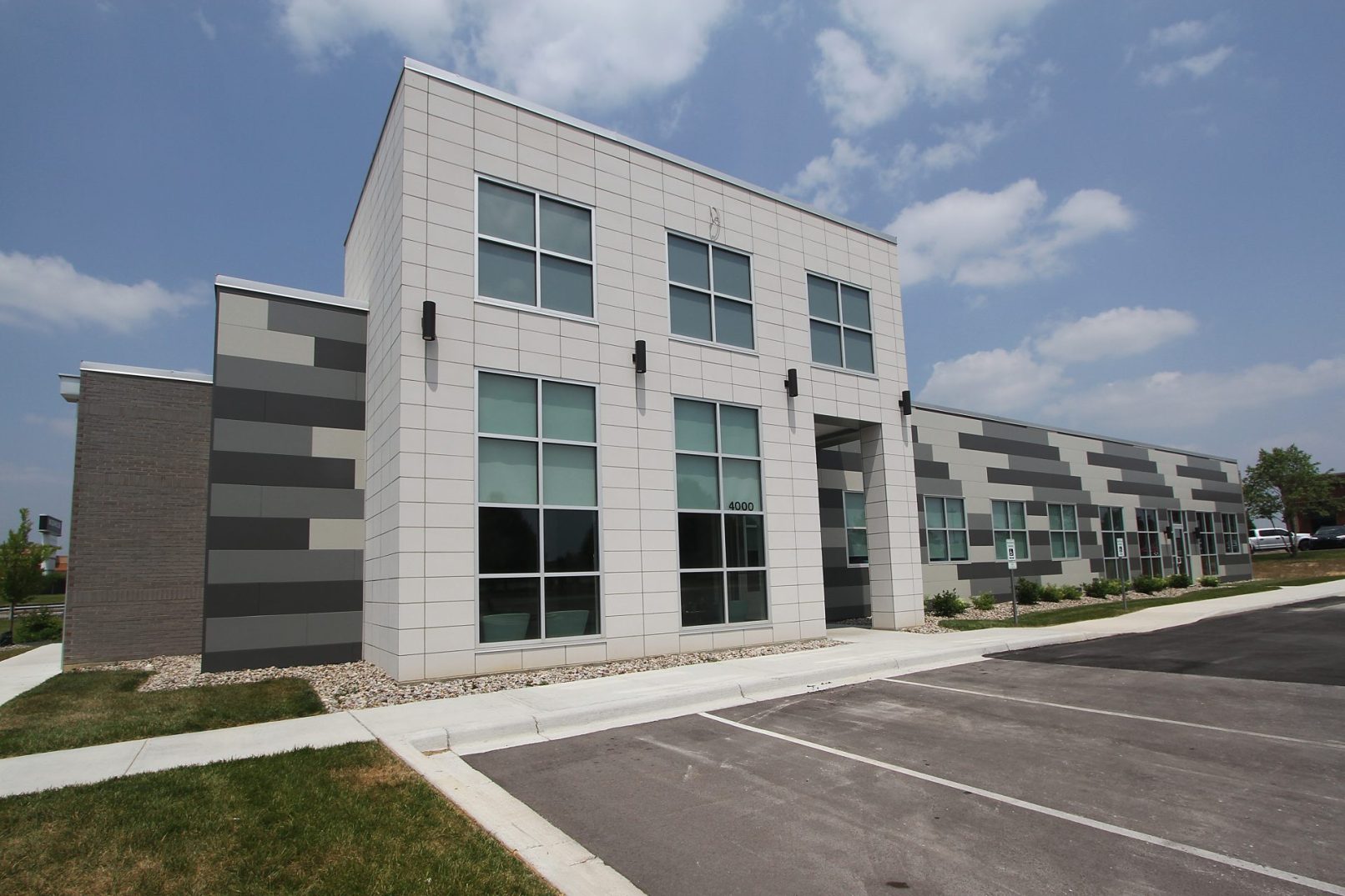 chic, modern geometric dental office design build by A.L. Post, inc. construction commercial general contractor - best known in Louisville, KY