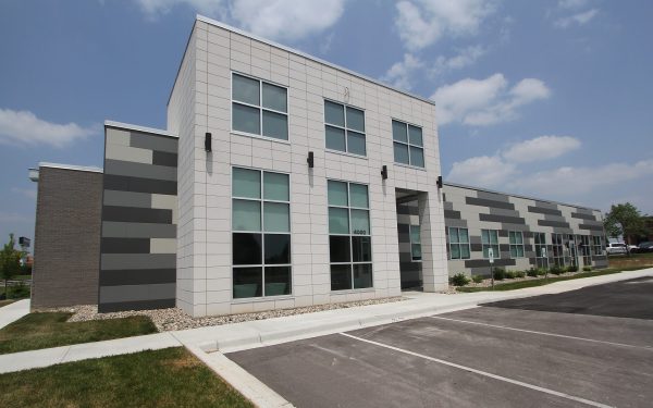 chic, modern geometric dental office design build by A.L. Post, inc. construction commercial general contractor - best known in Louisville, KY